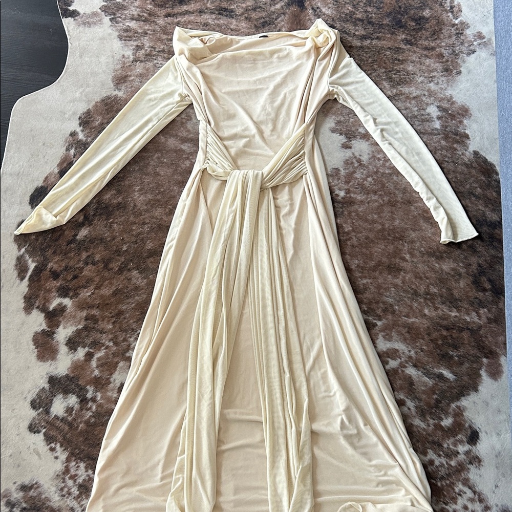 SHEIN Cream Long Sleeve Maxi Dress
